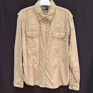 C - Tan Button-Up Shirt